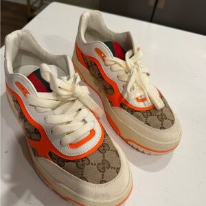 Gucci Cream and Orange Logo Sneakers